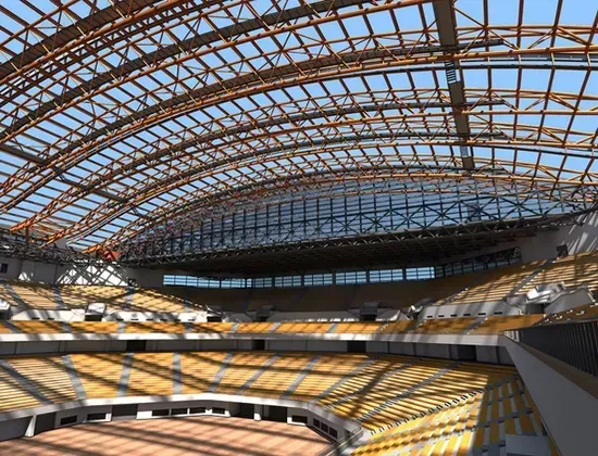 Stadio con struttura spaziale in acciaio ad ampia campata Stadio con struttura spaziale in acciaio ad ampia campata