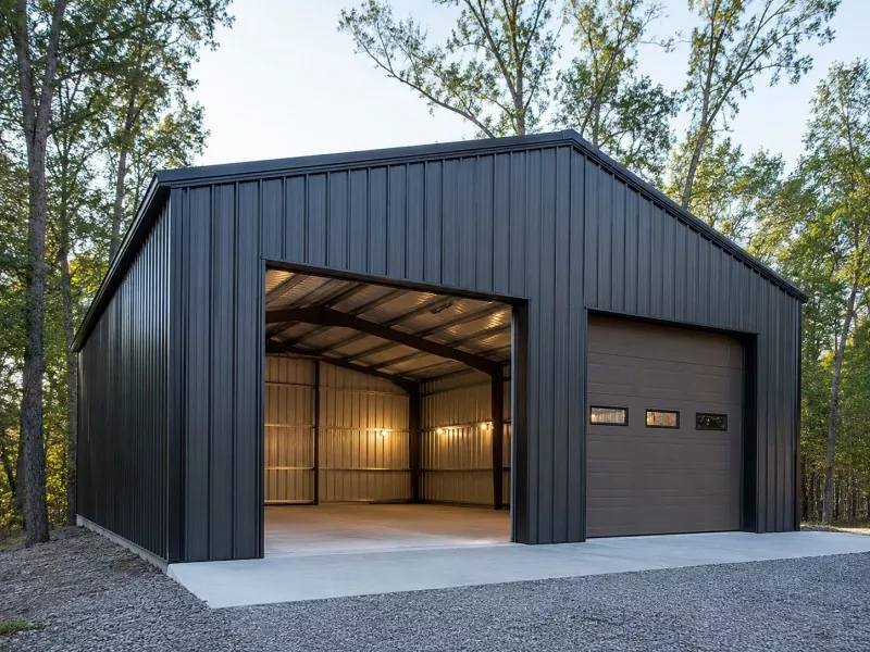 Costruzione di garage con struttura in acciaio a scartamento ridotto