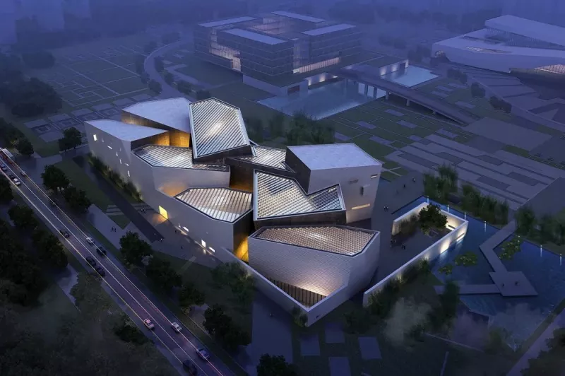 Edificio del Museo d'arte con struttura in acciaio