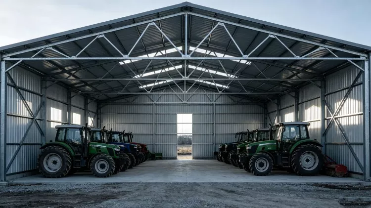 Costruzione di magazzini per macchine agricole con struttura in acciaio Costruzione di magazzini per macchine agricole con struttura in acciaio