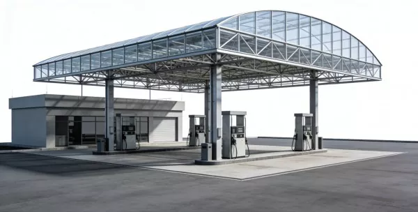 Stazione di servizio con struttura in acciaio