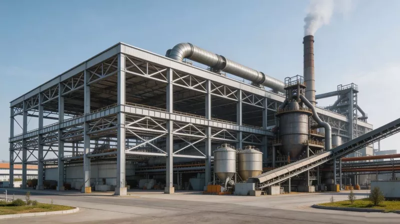 Costruzione di fabbriche metallurgiche con struttura in acciaio Costruzione di fabbriche metallurgiche con struttura in acciaio
