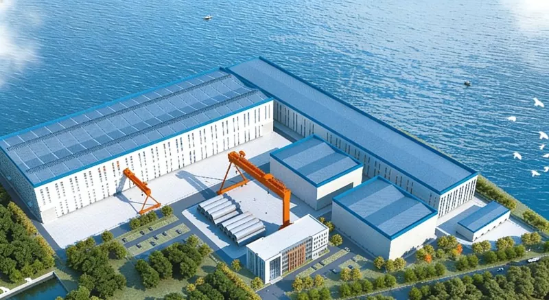 Fabbrica di energia eolica offshore con struttura in acciaio