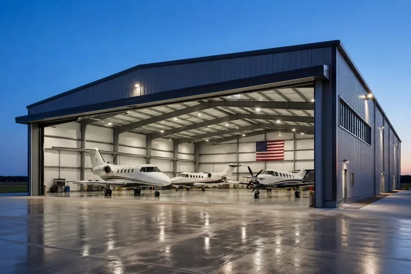 Costruzione di hangar privato con struttura in acciaio