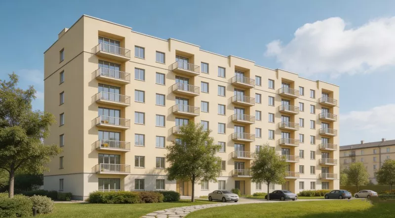 Edificio per appartamenti dell'insegnante con struttura in acciaio